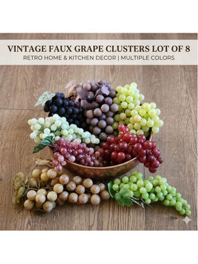 Vintage MCM Faux Grape Clusters Lot of 8 - Rubber & Plastic Decorative Fruit